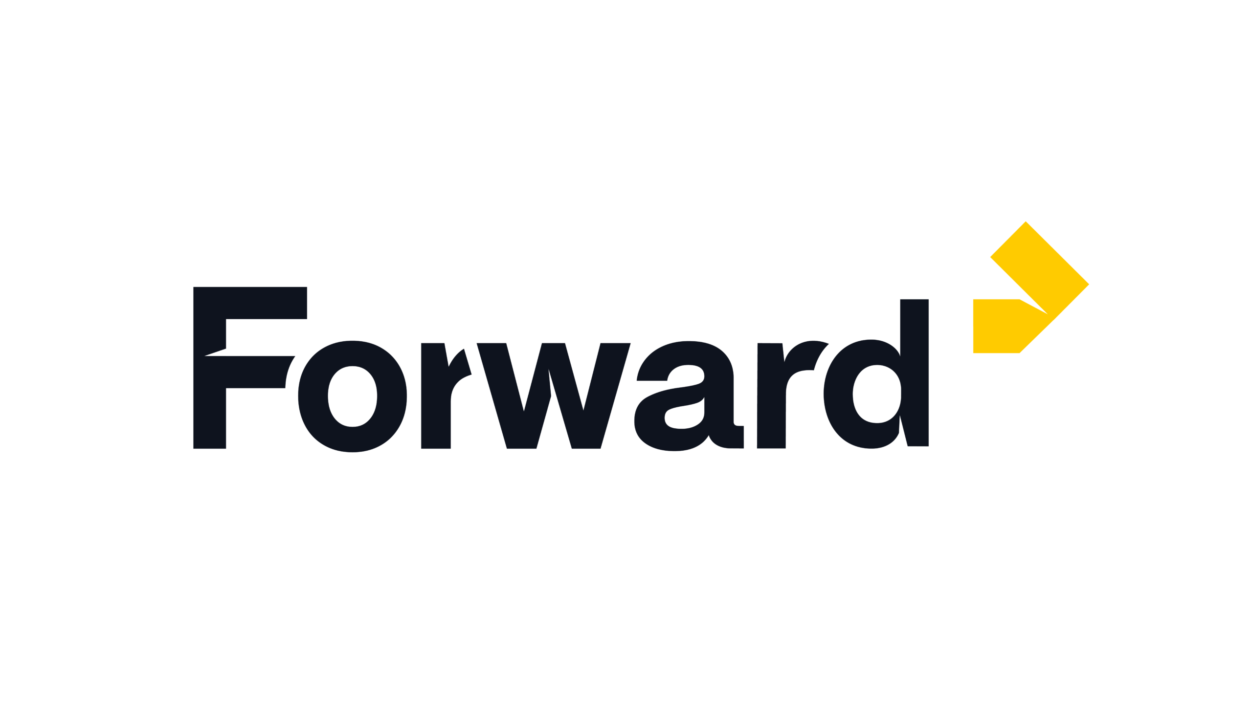Forward Logotype Light — forward logotype with dark text and yellow arrow symbol.