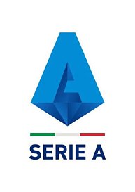 Serie A logo featuring a blue geometric shield with horizontal green and red stripes beneath.