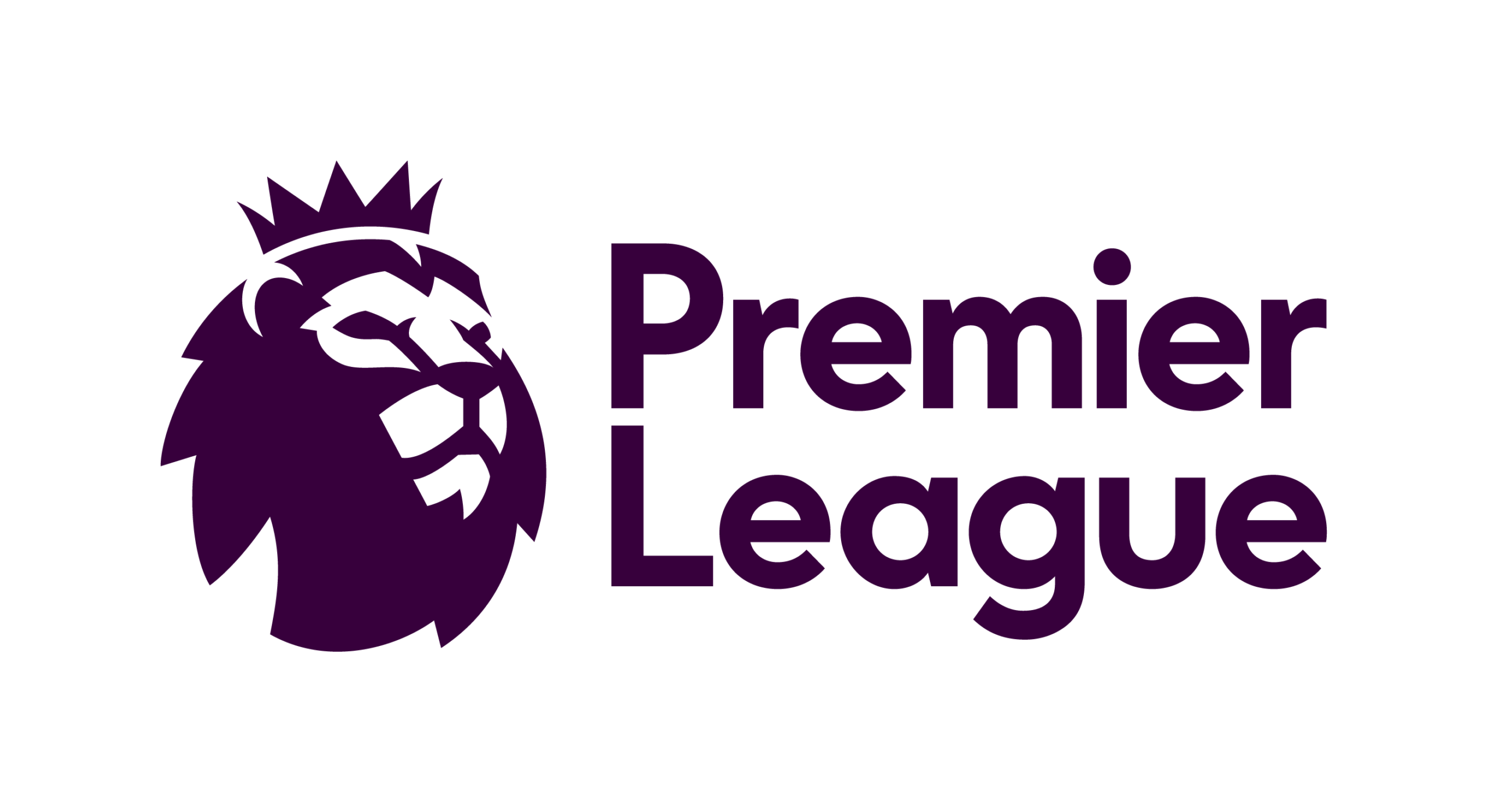 Premier League logo featuring a crowned lion head and text in purple.