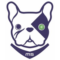 Mediastalker Logo — stylised bulldog head logo with one eye highlighted in green, representing a security or monitoring service.